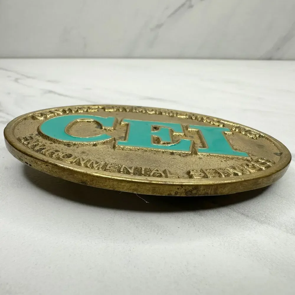 Vintage Dyna Buckle CEI Environmental Services Solid Brass Belt Buckle ✨